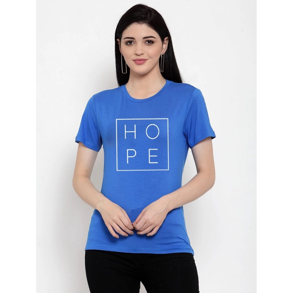 Generic Women's Cotton Blend Hope Printed T-Shirt (Blue)