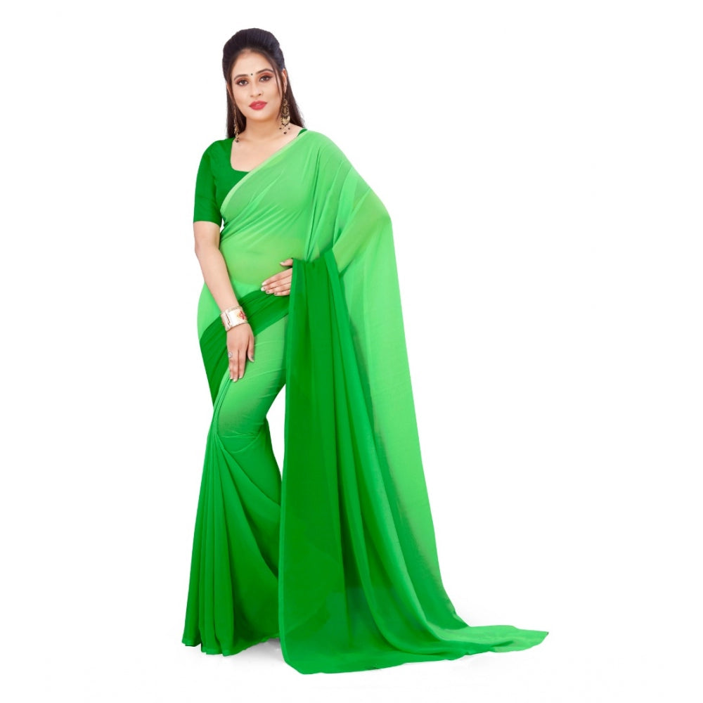 Shopper Beast Women's Georgette Printed Saree With Unstitched Blouse (Green, 5-6 Mtrs)