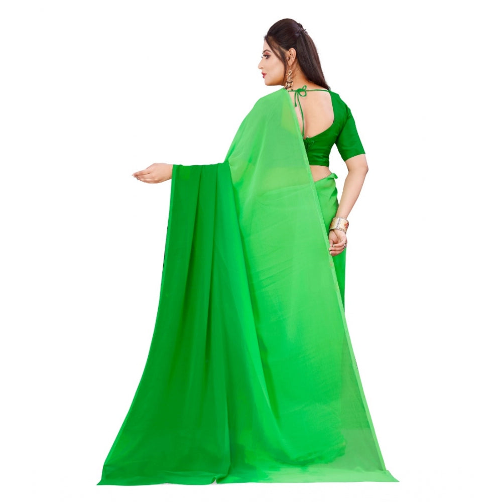 Shopper Beast Women's Georgette Printed Saree With Unstitched Blouse (Green, 5-6 Mtrs)