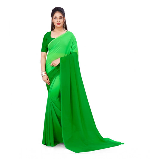 Shopper Beast Women's Georgette Printed Saree With Unstitched Blouse (Green, 5-6 Mtrs)