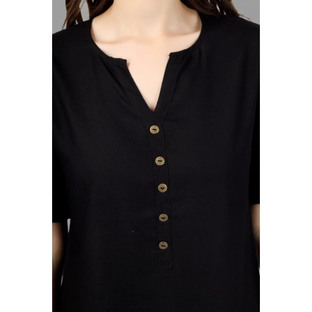 Generic Women's Solid Short Length Rayon Tunic Top (Black)