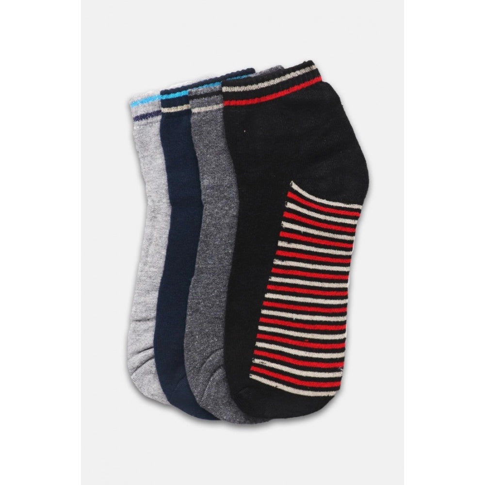 Generic 4 Pairs Men's Casual Cotton Blended Printed Mid-Calf length Socks (Assorted)