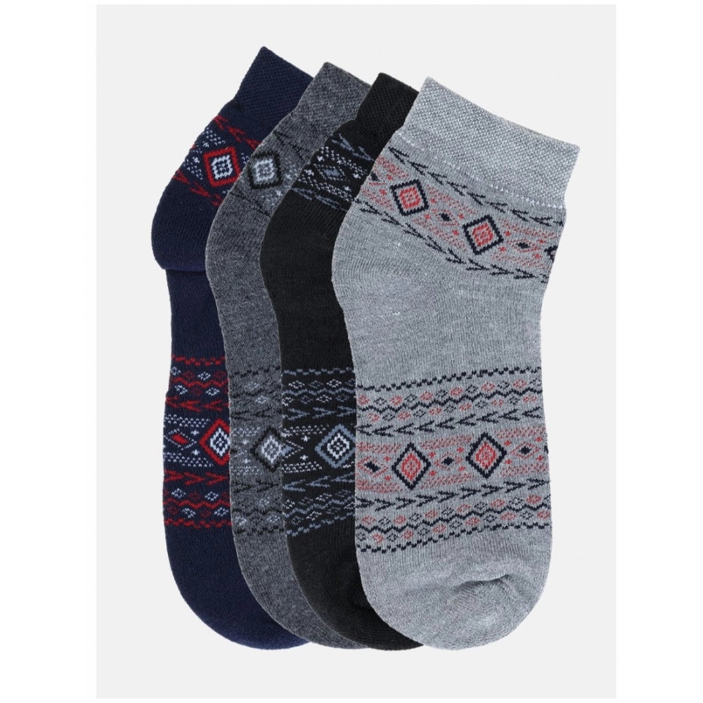 Generic 4 Pairs Men's Casual Cotton Blended Printed Mid-Calf length Socks (Assorted)