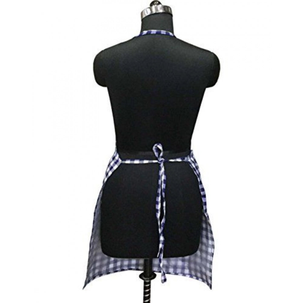 Shopper Beast Checkered Cotton Apron Sets (Blue)