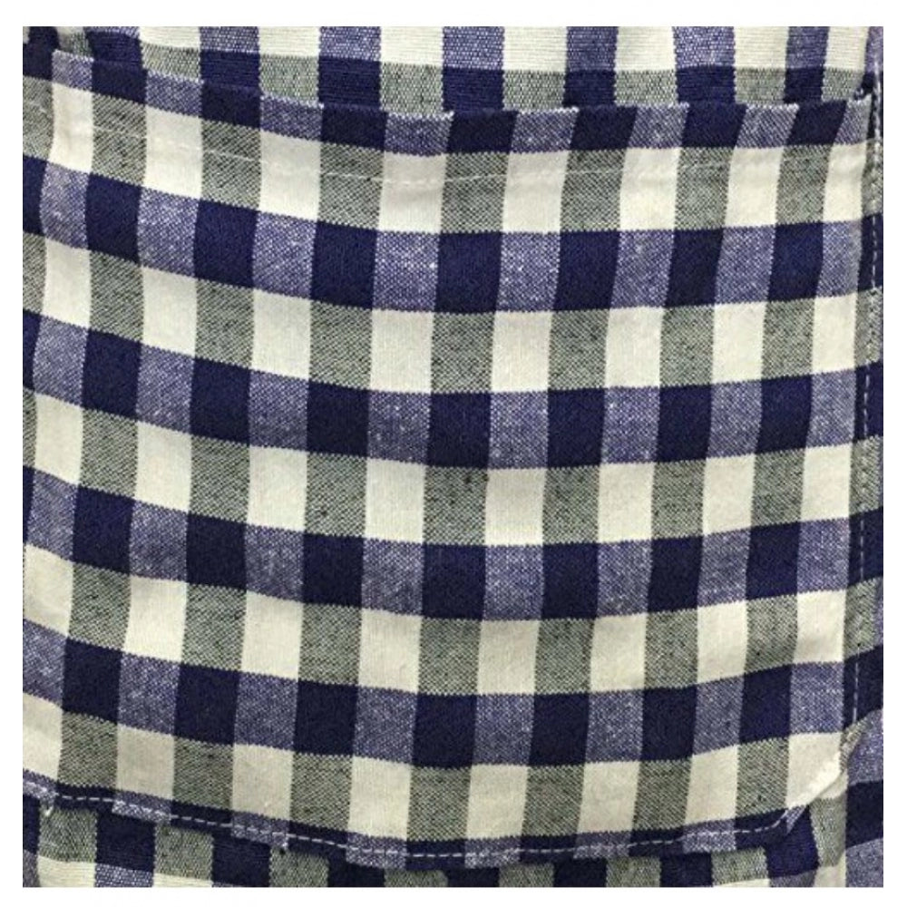 Shopper Beast Checkered Cotton Apron Sets (Blue)