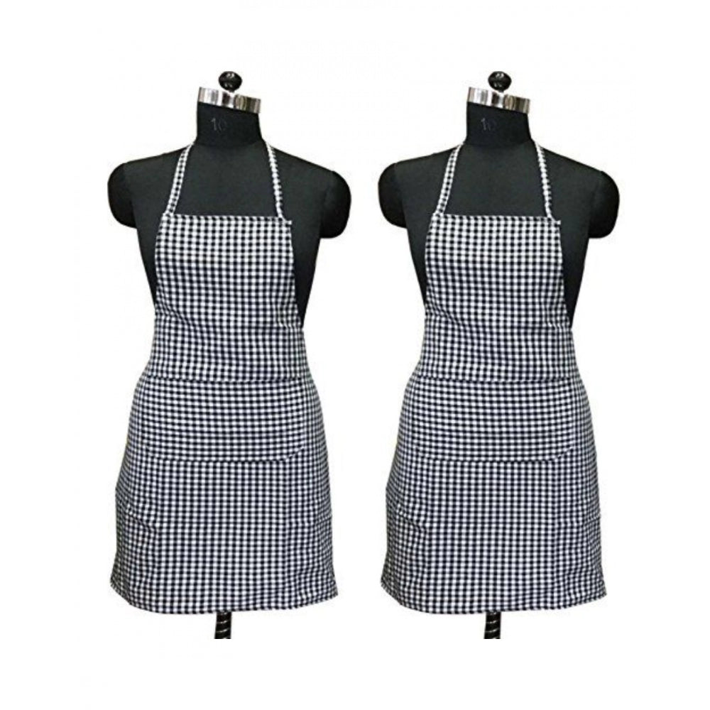 Shopper Beast Checkered Cotton Apron Sets (Black)