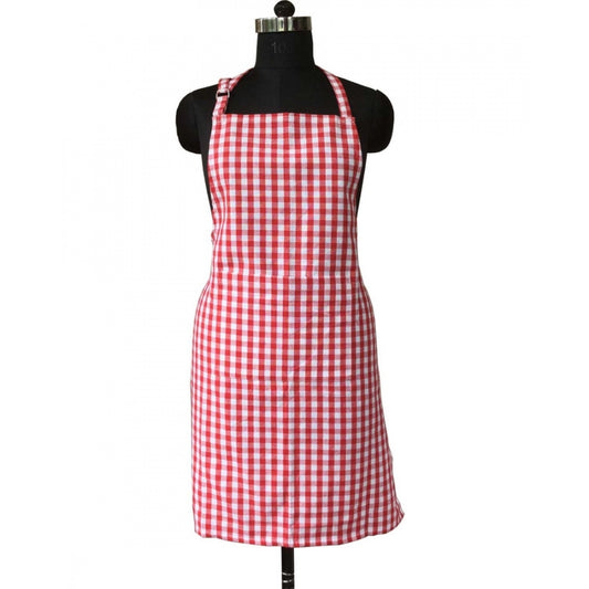 Shopper Beast Checkered Cotton Aprons (Pink)