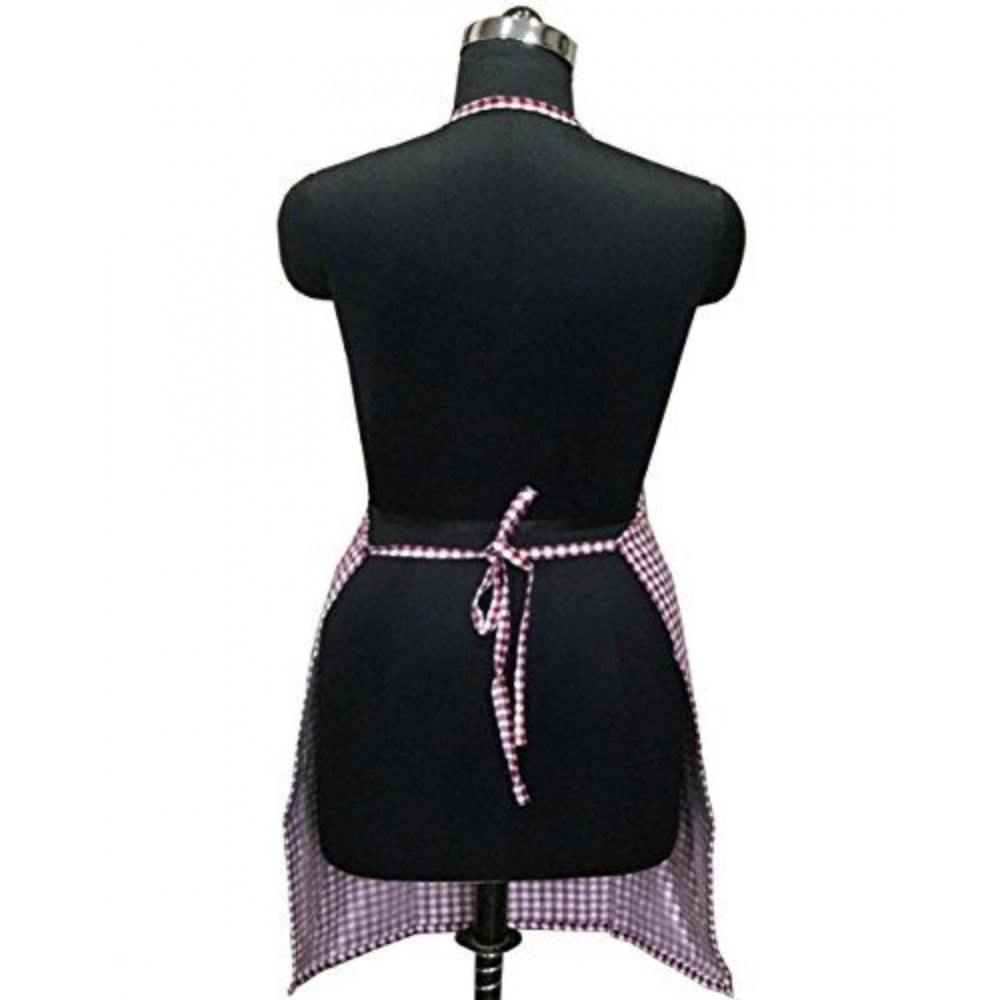 Shopper Beast Checkered Cotton Aprons (Maroon)