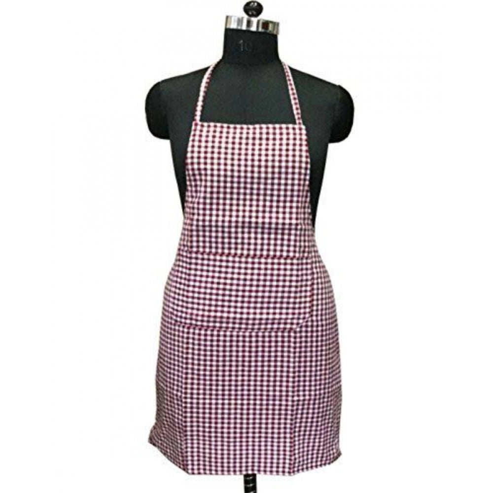 Shopper Beast Checkered Cotton Aprons (Maroon)