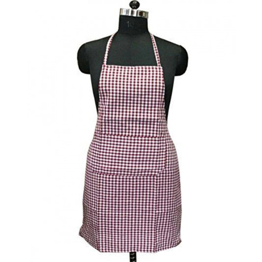 Shopper Beast Checkered Cotton Aprons (Maroon)