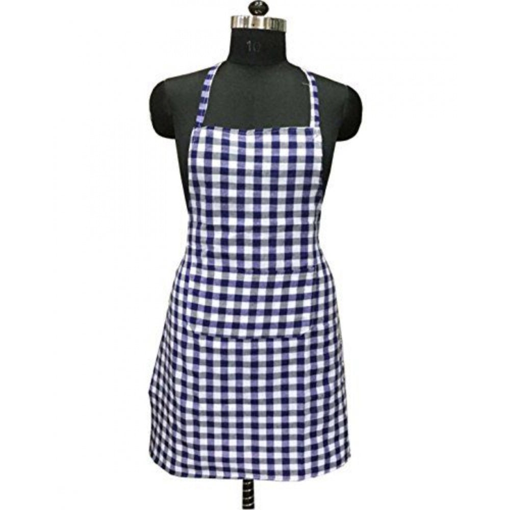 Shopper Beast Checkered Cotton Aprons (Blue)