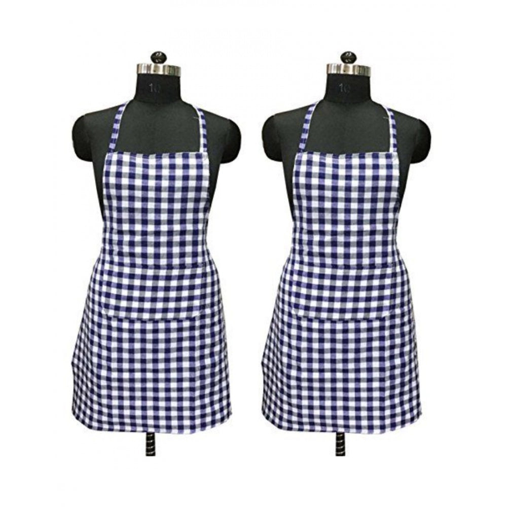 Shopper Beast Checkered Cotton Apron Sets (Blue)