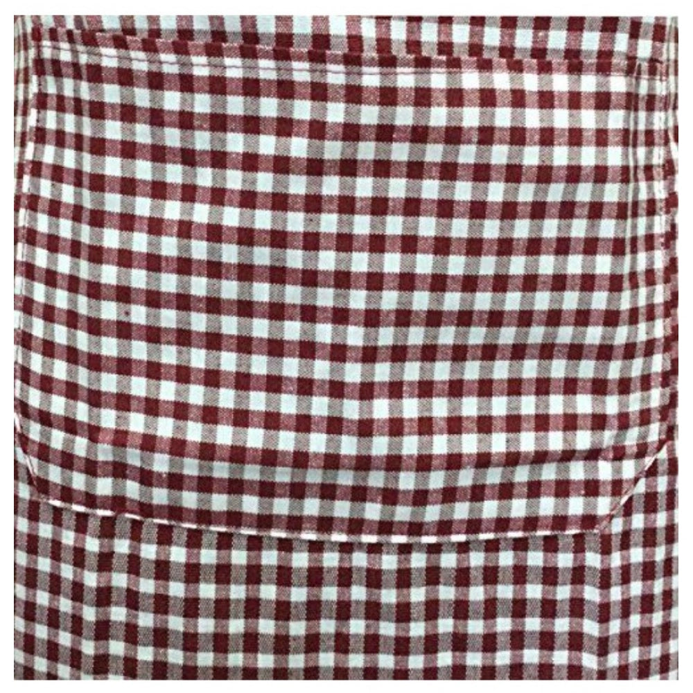 Shopper Beast Checkered Cotton Aprons (Maroon)