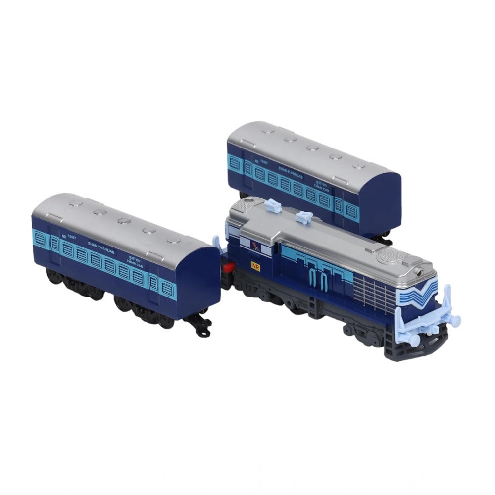 Shopper Beast Plastic Passenger Train Set With Tracks For Kids (Blue)