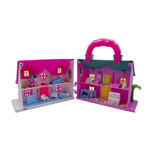 Shopper Beast Plastic Dollhouse For Girls 2 Room Set (Pink)