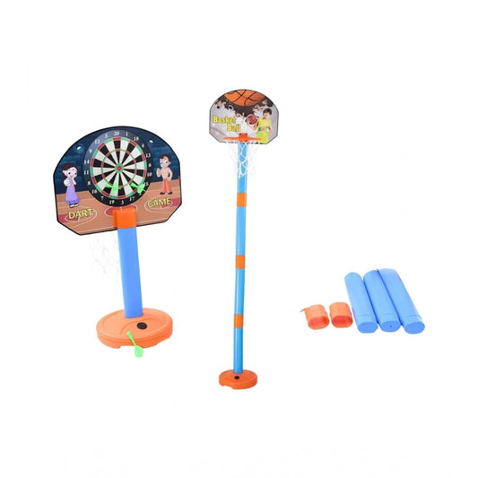 Shopper Beast Plastic Basketball For Kids 2 In1 Set With Adjustable Stand (Multicolor)