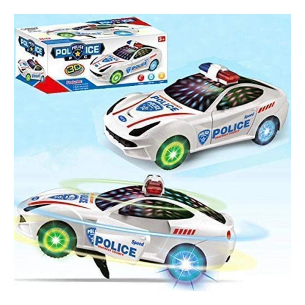 Shopper Beast Plastic  Fun Flashing Lights In The Wheels And Realistic Sounds With Sirens Police Car Toy For Kids (White)