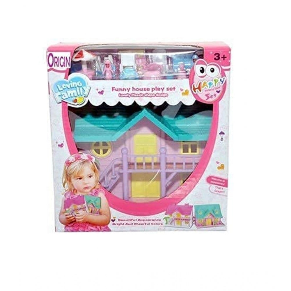 Shopper Beast Plastic Dollhouse For Girls With Furniture (Multicolor)