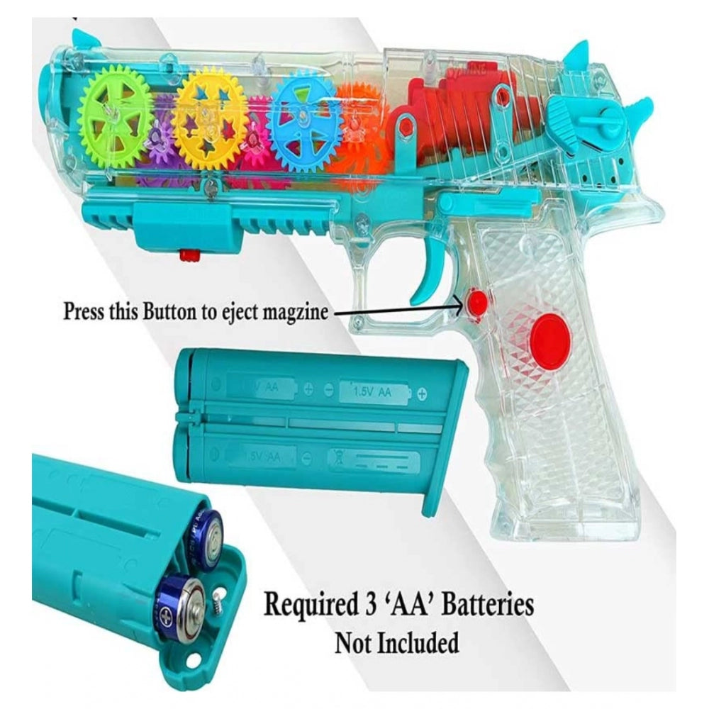 Shopper Beast Plastic Laser And Flashing 3D Light With Transparent Musical Gun For Kids (Multicolor)