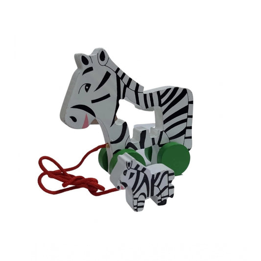 Shopper Beast Wooden Pull Along Toy For Babies  Toddlers Zebra (Multicolor)