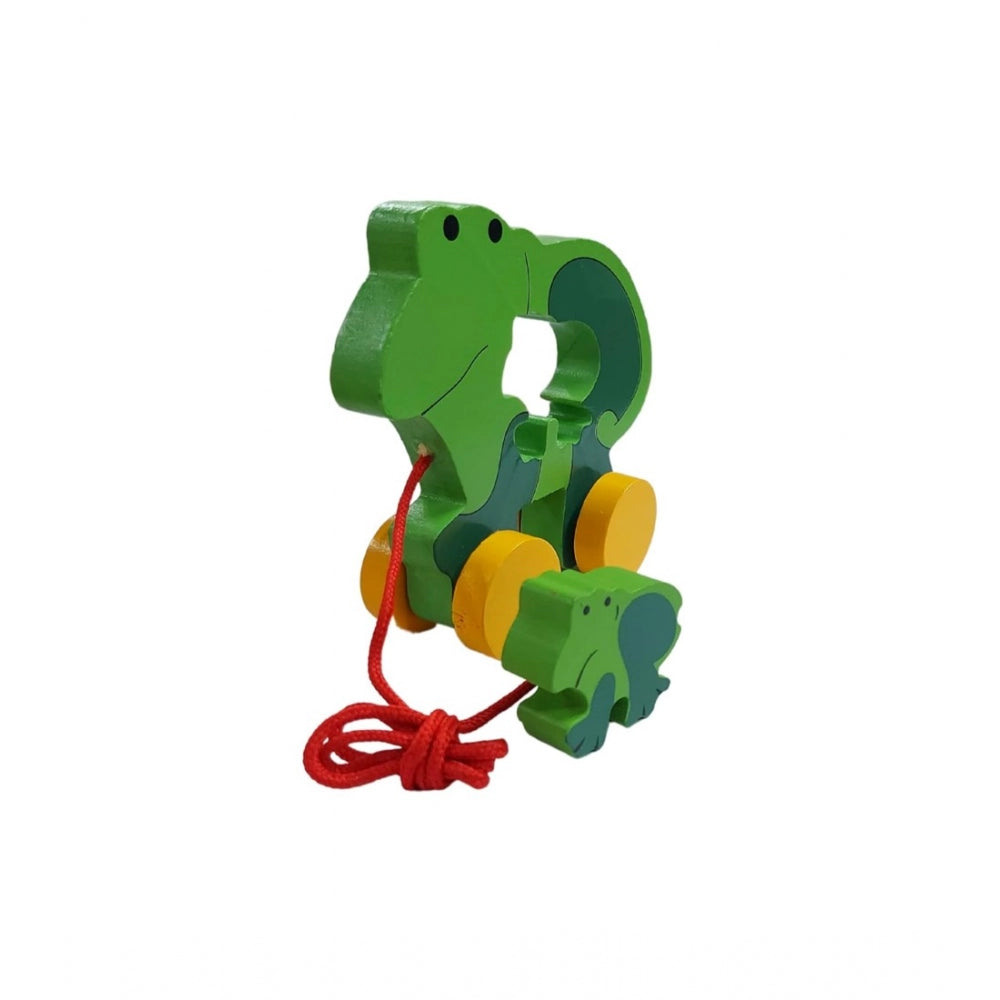 Shopper Beast Wooden Wooden Pull Along Toy For Babies  Toddlers Frog (Multicolor)