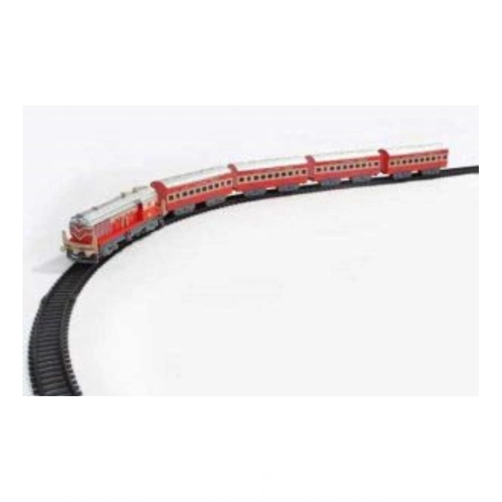 Shopper Beast Plastic Passenger Train Coaches With Railway Track (Multicolor)