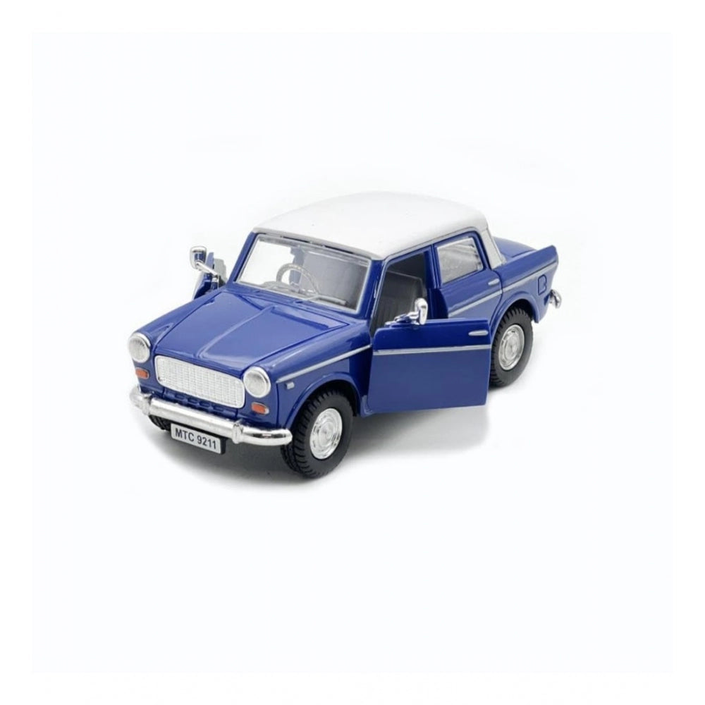 Shopper Beast Plastic Old Model Fiat Openable Doors Pull Back Action Collectible Car For Kids (Blue)