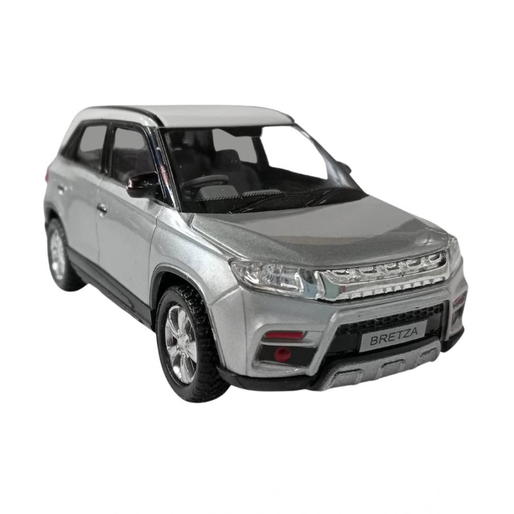 Shopper Beast Plastic Bretza Suv Pull Back Action Car (Silver)