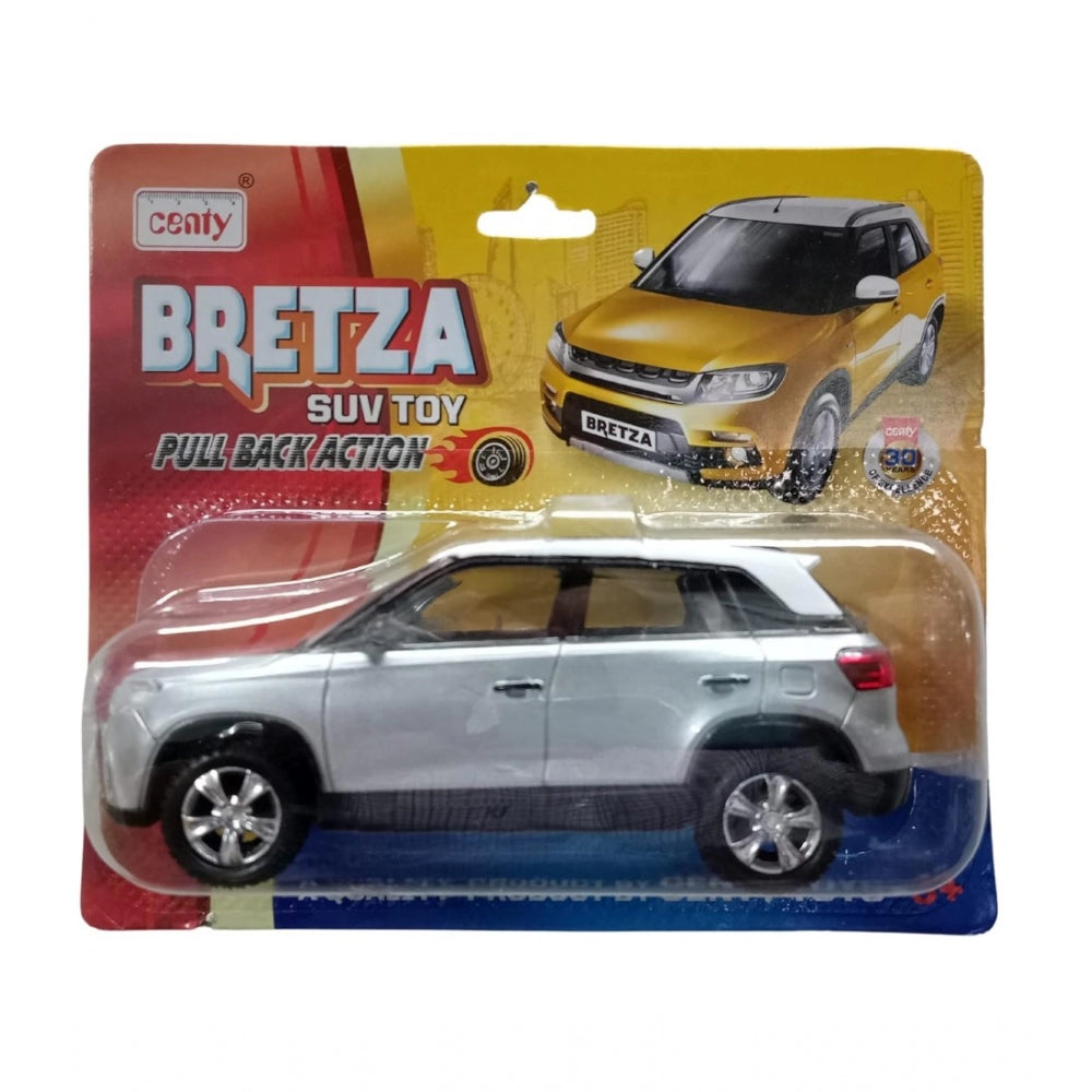 Shopper Beast Plastic Bretza Suv Pull Back Action Car (Silver)