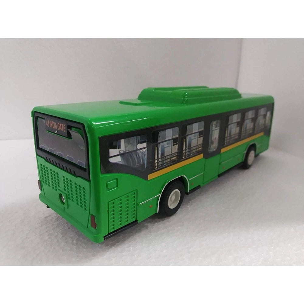 Shopper Beast Plastic 6 Wheels Pull Back Action Low Floor Bus (Green)