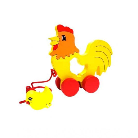 Shopper Beast Wooden Cock Pull Back Action Toy (Multicolor)