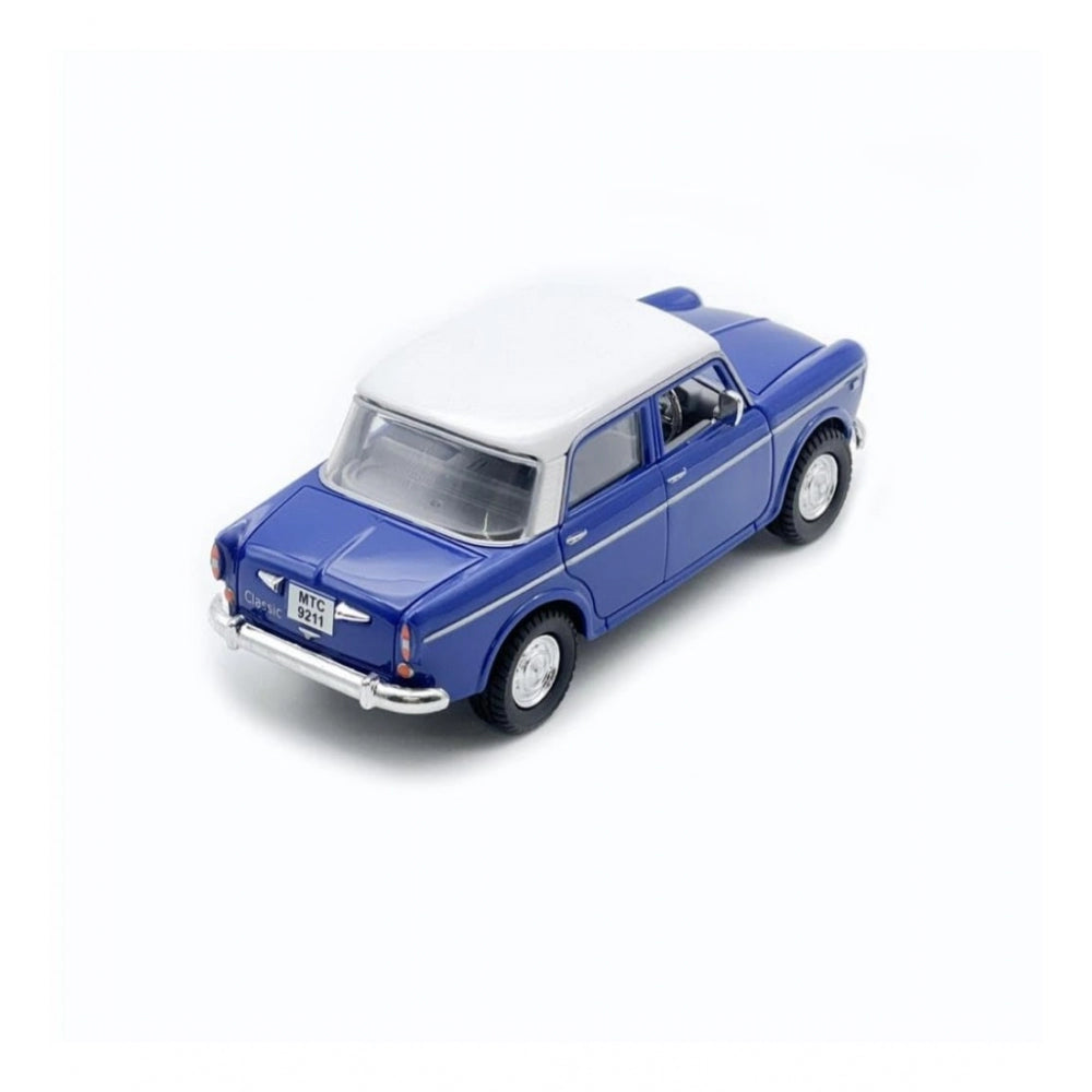 Shopper Beast Plastic Old Model Fiat Openable Doors Pull Back Action Collectible Car For Kids (Blue)