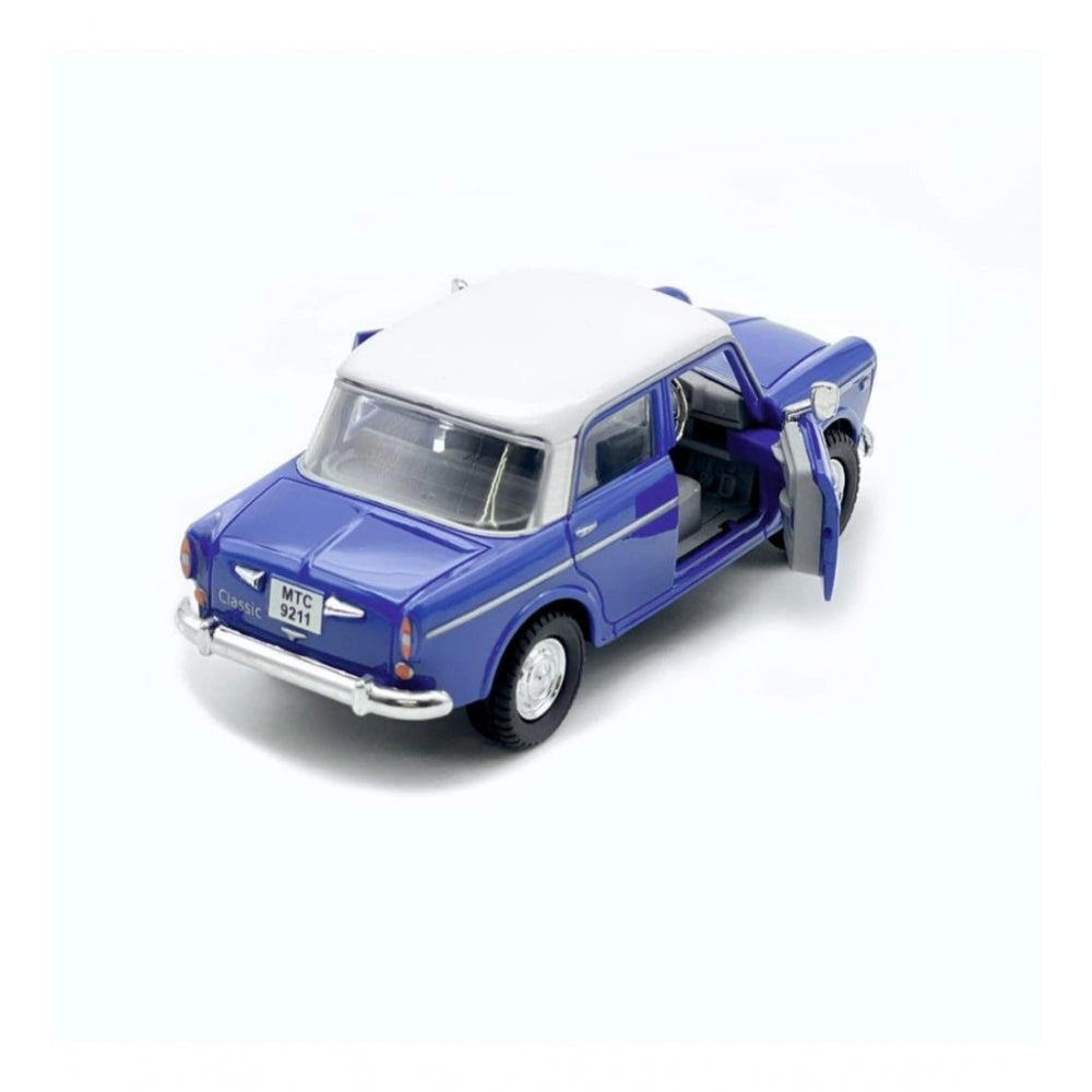 Shopper Beast Plastic Old Model Fiat Openable Doors Pull Back Action Collectible Car For Kids (Blue)