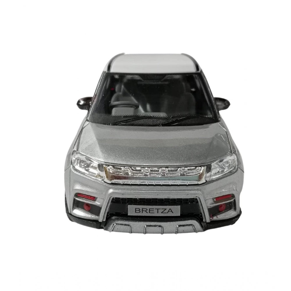 Shopper Beast Plastic Bretza Suv Pull Back Action Car (Silver)