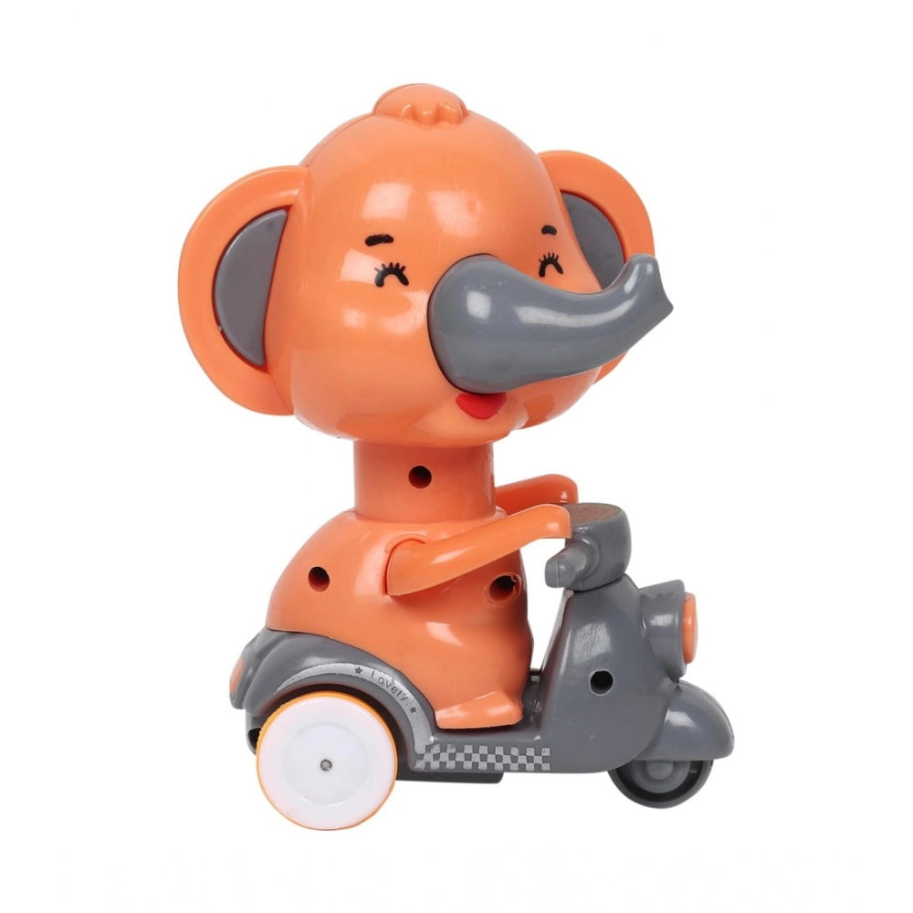 Shopper Beast Plastic Elephant Push And Go Friction Toy For Kids (Orange)