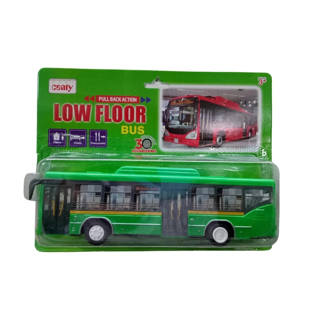 Shopper Beast Plastic 6 Wheels Pull Back Action Low Floor Bus (Green)