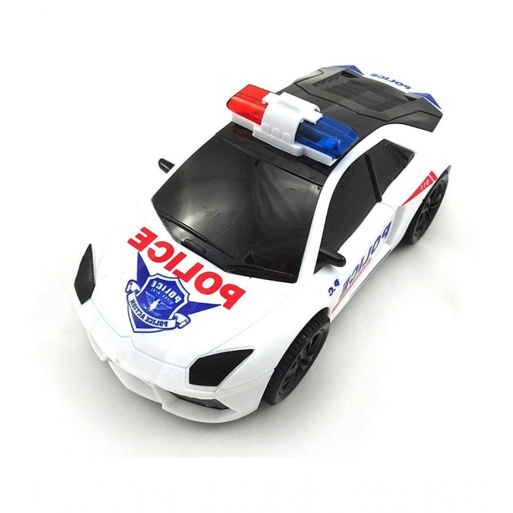 Shopper Beast Plastic  Fun Flashing Lights In The Wheels And Realistic Sounds With Sirens Police Car Toy For Kids (White)