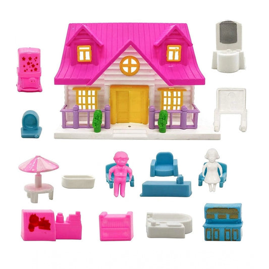 Shopper Beast Plastic Dollhouse For Girls With Furniture (Multicolor)