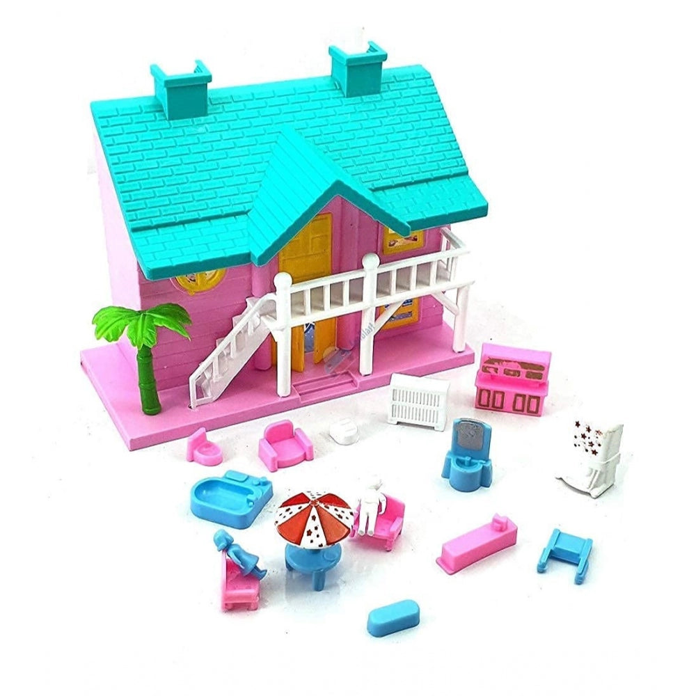 Shopper Beast Plastic Dollhouse For Girls With Furniture (Multicolor)