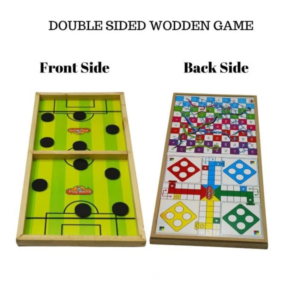 Shopper Beast Wood Carrom String Hockey Ludo Snake And Ladder 3 In 1 Board Game (Multicolor)