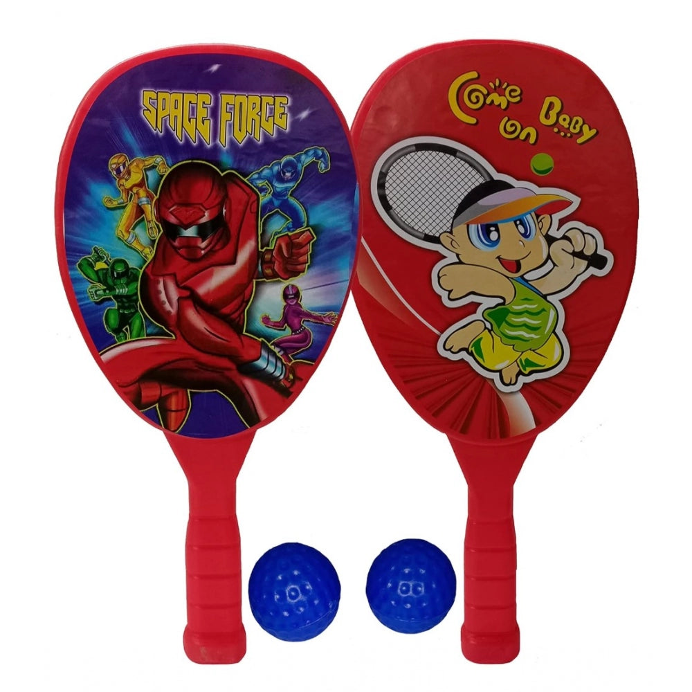 Shopper Beast Plastic Racket Set For Kids Indoor Outdoor Table Tennis (Red)