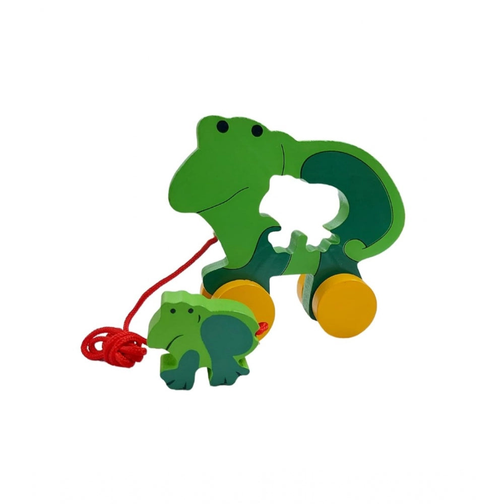 Shopper Beast Wooden Wooden Pull Along Toy For Babies  Toddlers Frog (Multicolor)