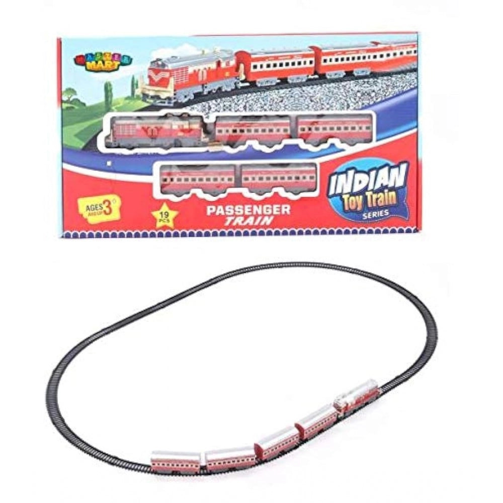 Shopper Beast Plastic Passenger Train Coaches With Railway Track (Multicolor)