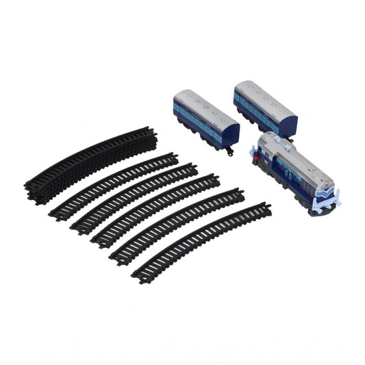 Shopper Beast Plastic Passenger Train Set With Tracks For Kids (Blue)