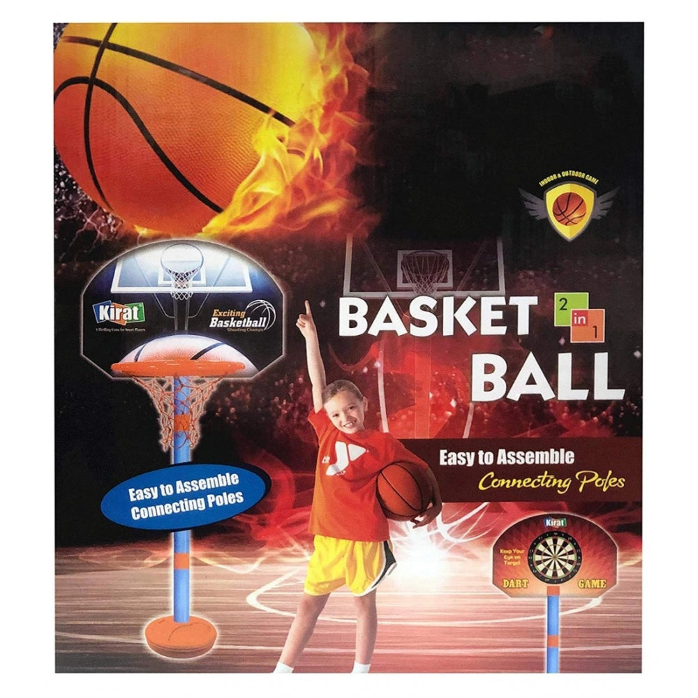 Shopper Beast Plastic Basketball For Kids 2 In1 Set With Adjustable Stand (Multicolor)