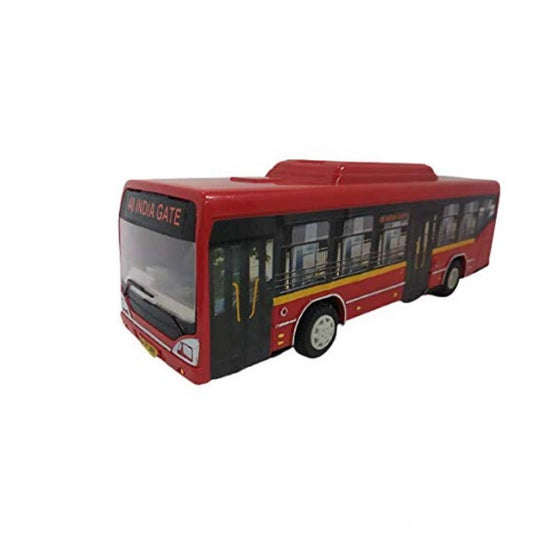 Shopper Beast Plastic 6 Wheels Pull Back Action Low Floor Bus (Red)