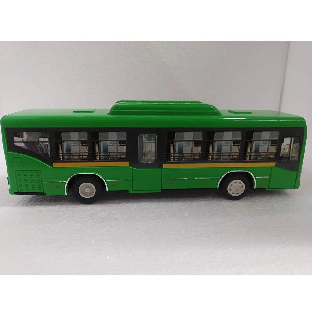 Shopper Beast Plastic 6 Wheels Pull Back Action Low Floor Bus (Green)