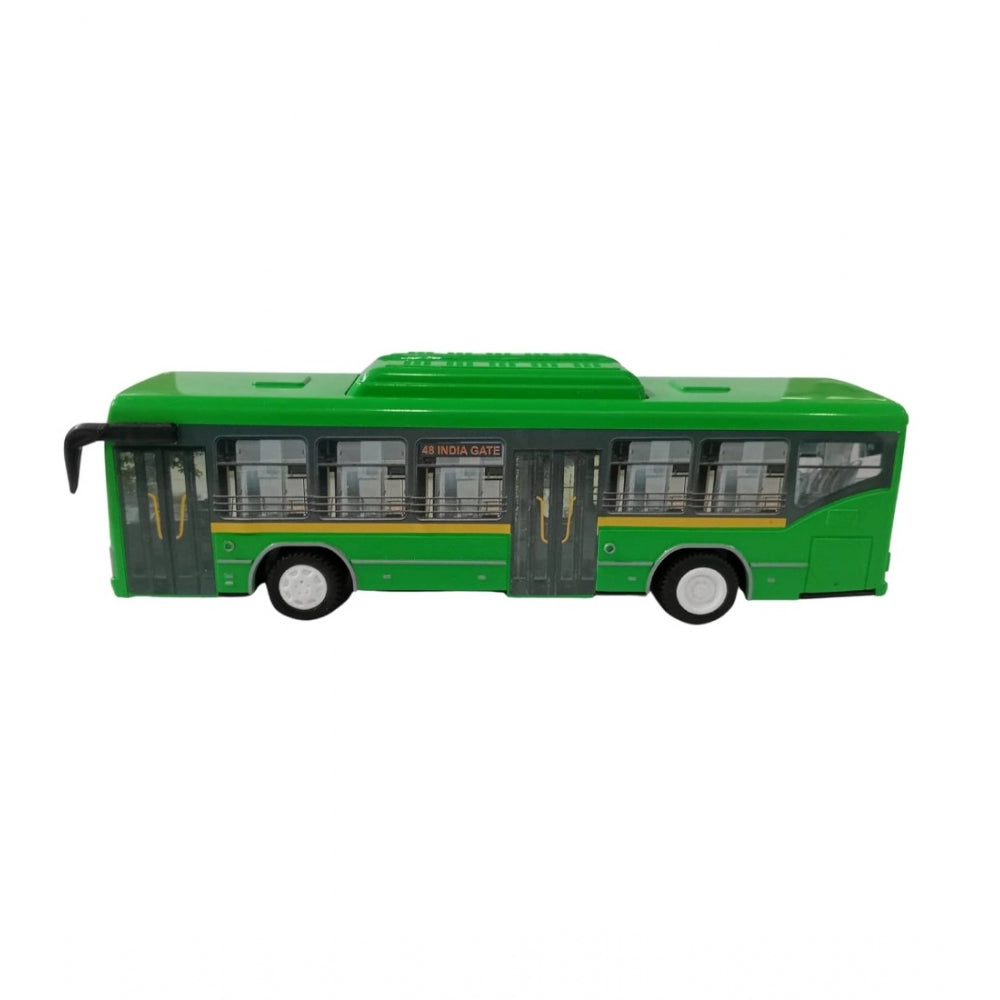 Shopper Beast Plastic 6 Wheels Pull Back Action Low Floor Bus (Green)