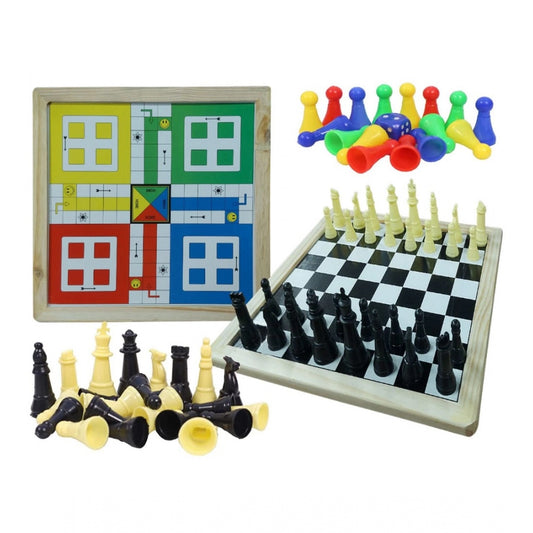 Shopper Beast Plastic Front And Back Ludo And Chess Board Games For Kids (Multicolor)