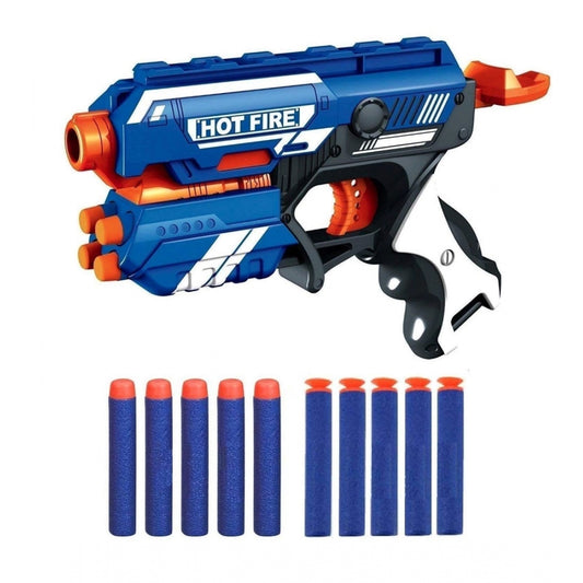 Shopper Beast Plastic Blaze Storm Soft Bullet Toy Gun For Boy With 10 Safe Soft Foam Bullet Shooting Gun (Blue)